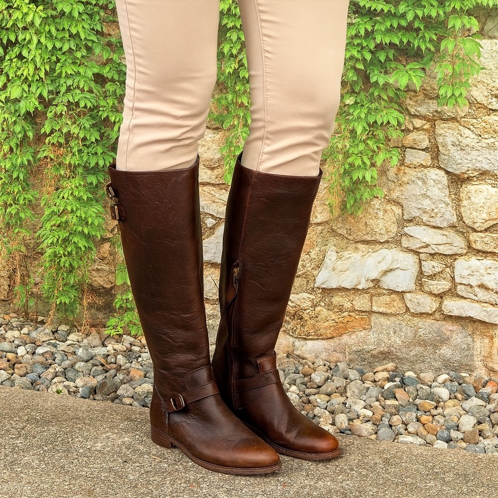 VINTAGE FRYE Tall Brown Leather Riding Boots, 6M